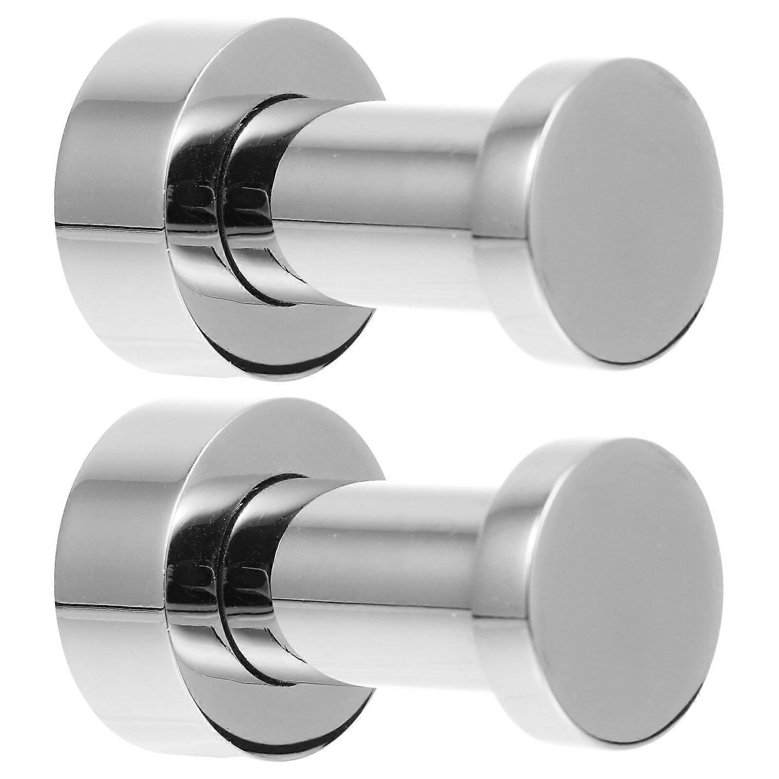 Towel Hooks For Bathroom Storage Solution Bathroom Accessories Silver Round 3X18X18CM 2Pcs