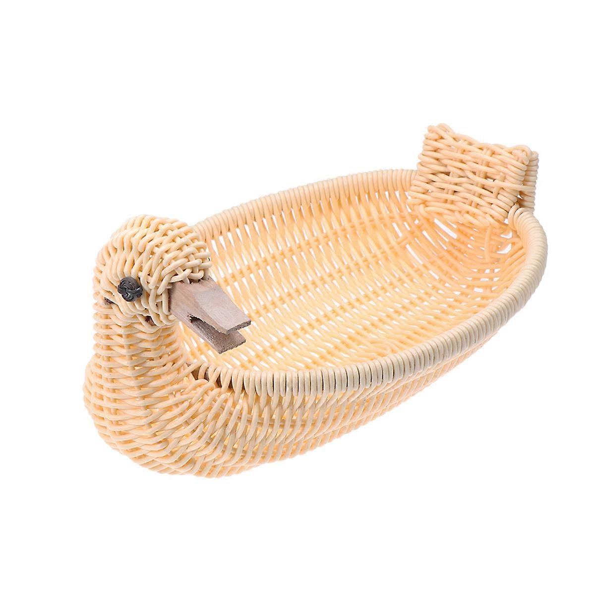 סל ברווז ארוג קש צהוב לאחסון פירות PP חומר אופנתי לעיצוב הבית 12.5x7x8 אינץ'