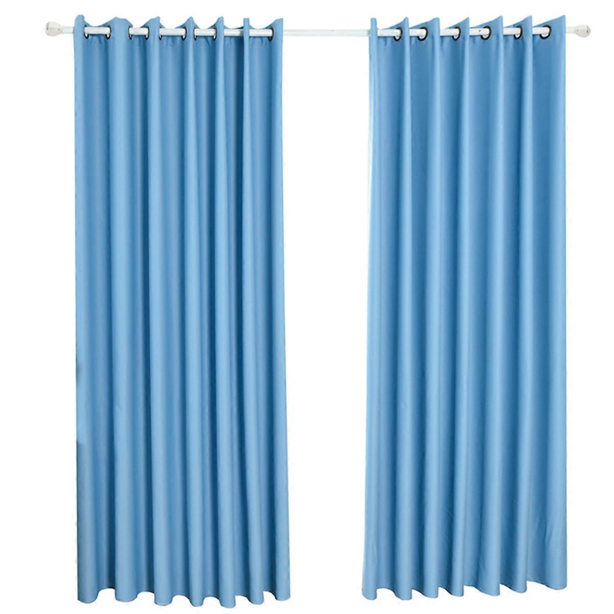 Blue Window Curtain with Sheer Design for Privacy and Natural Light Flow Polyester Material Size 100*250