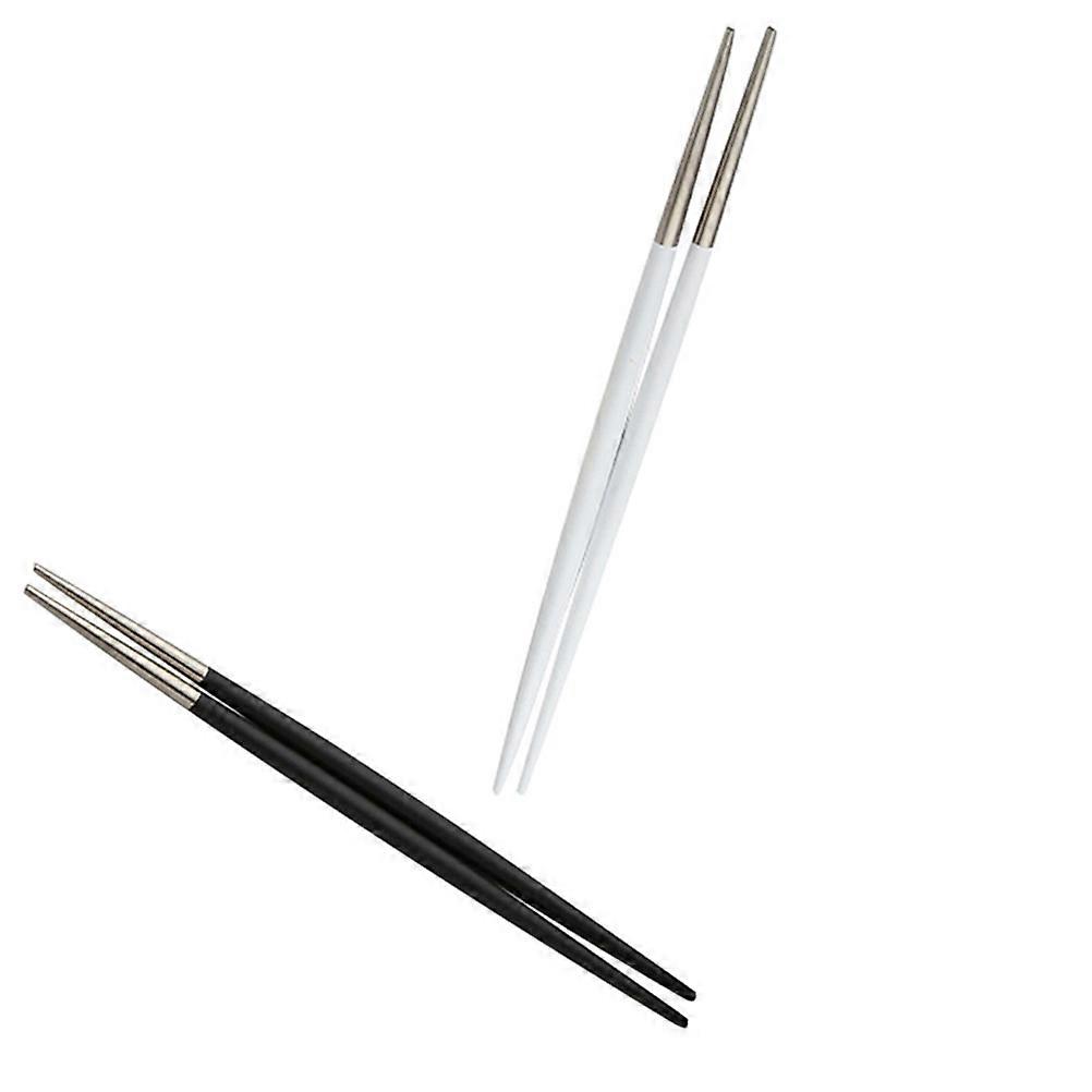 Stainless Steel Japanese Style Chopsticks Set 2 Pairs, Lightweight, Easy to Clean, Stylish Design for Sushi and Everyday Dining, Black Silver