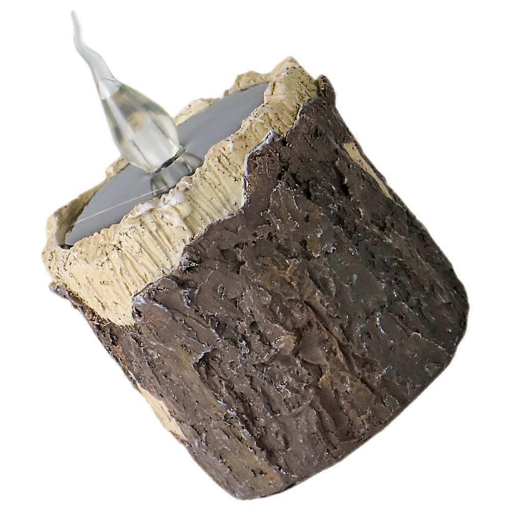 Solar Stump Light, Wood Grain, Outdoor Solar Powered Landscape Light, Decorative Garden Lamp for Patio and Lawn