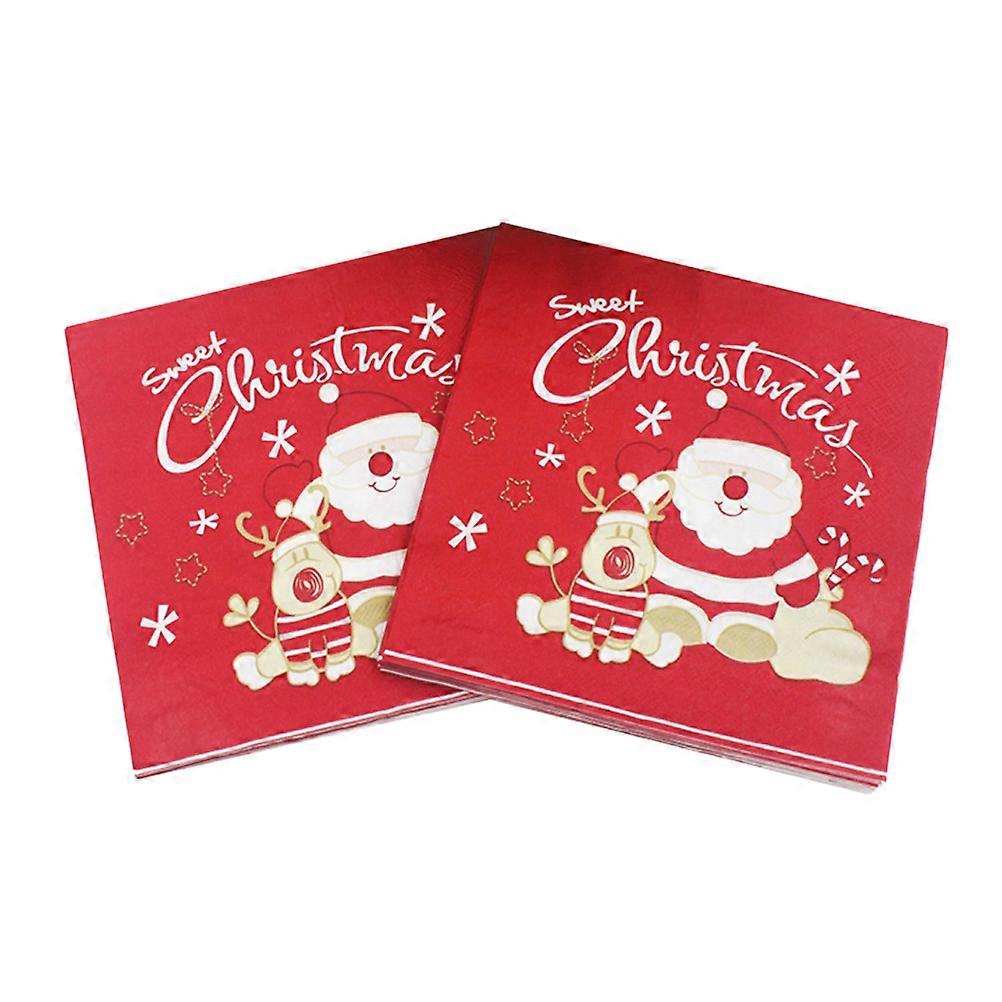 Serviettes de table jetables Père Noël motif tissu Matériau 60Pcs