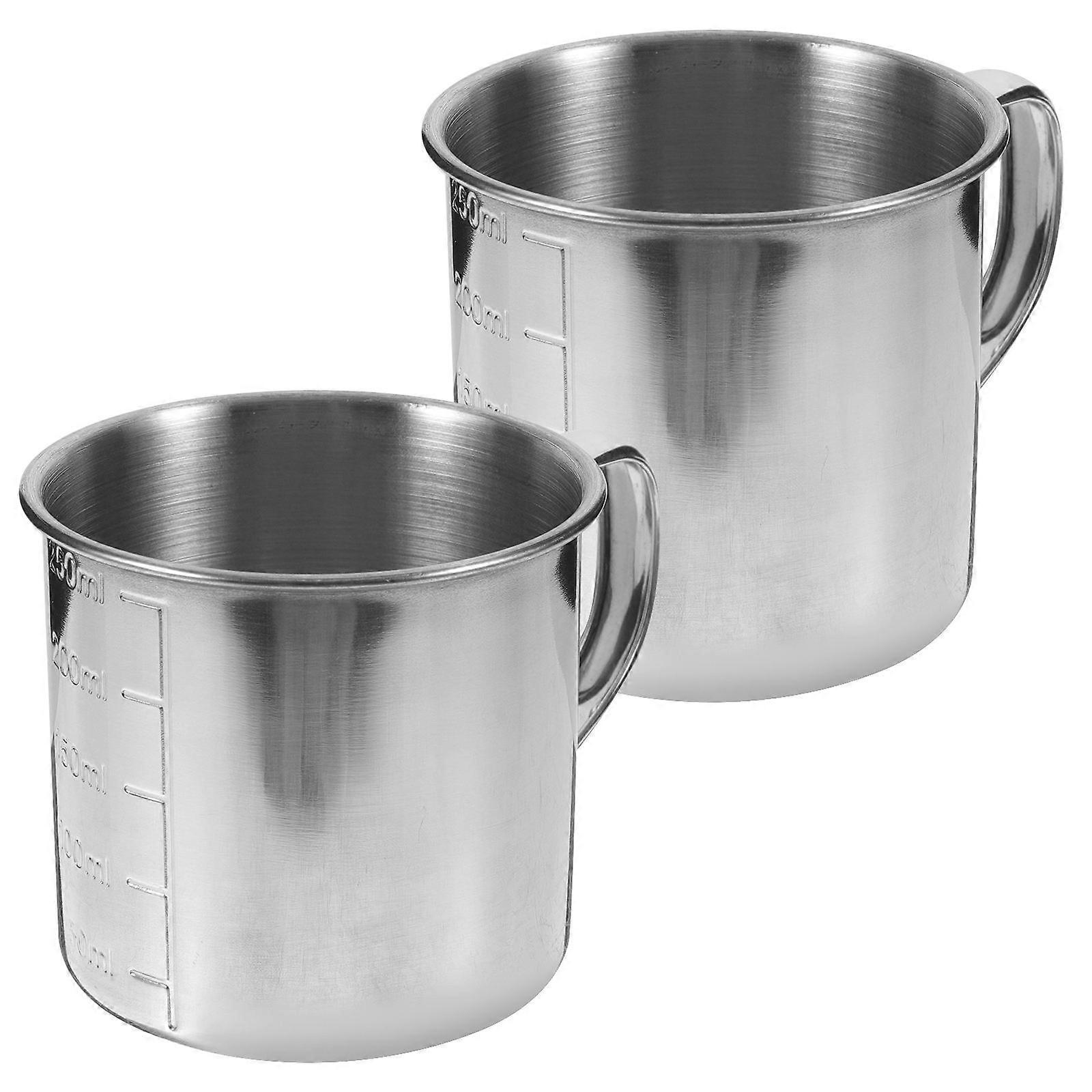 Stainless Steel Measuring Cups Set of 2   Unbreakable Kitchen Bowls with Clear Markings for Precise Cooking and Baking Measurements