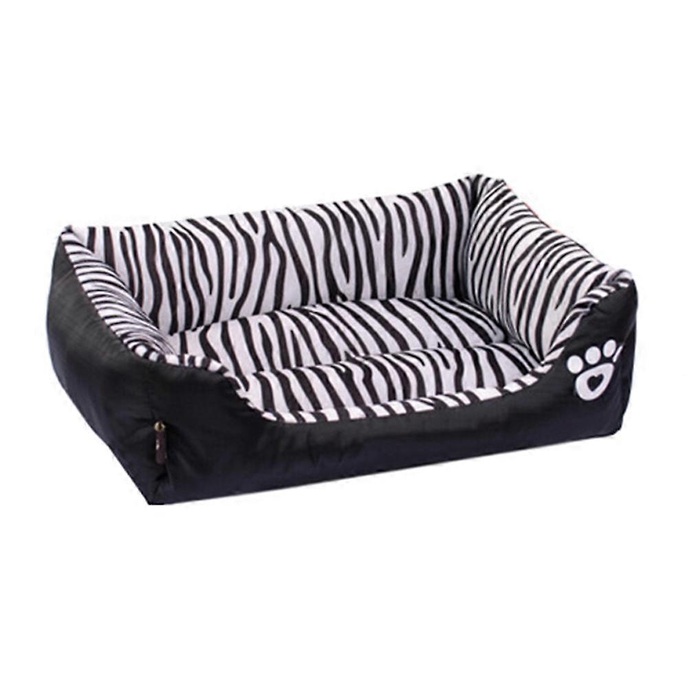 Zebra Pattern Pet Bed Warm for Autumn and Winter 1 Set Dog Bed Cushion Cosy Cat House Mat Size S