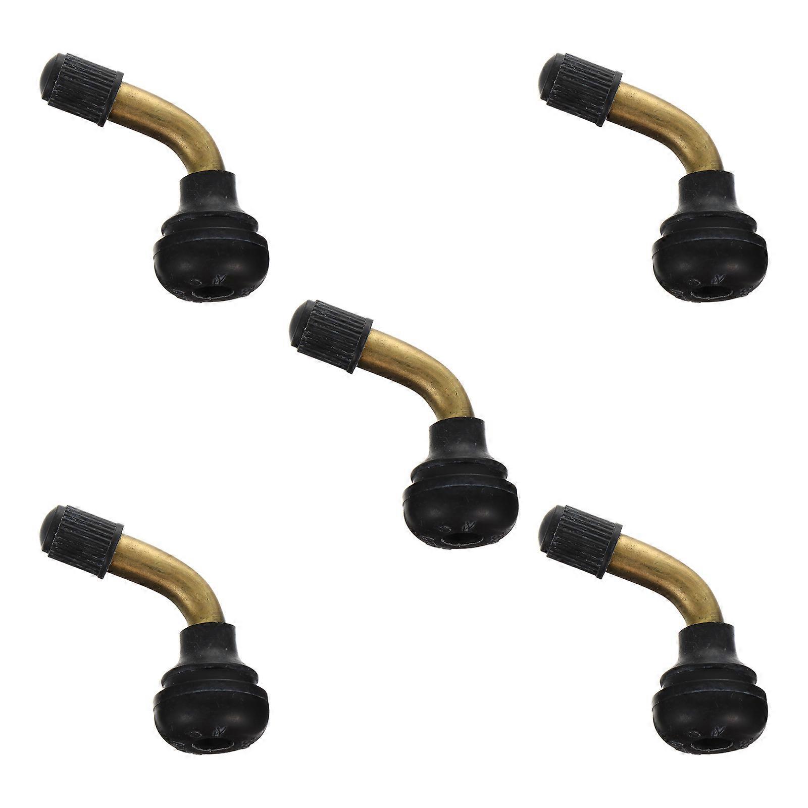 Tire Stem Extender with 45 Degree Angle Design for Easy Access Black Rubber Base Fits All Vehicles Scooter Motorcycle 5pcs
