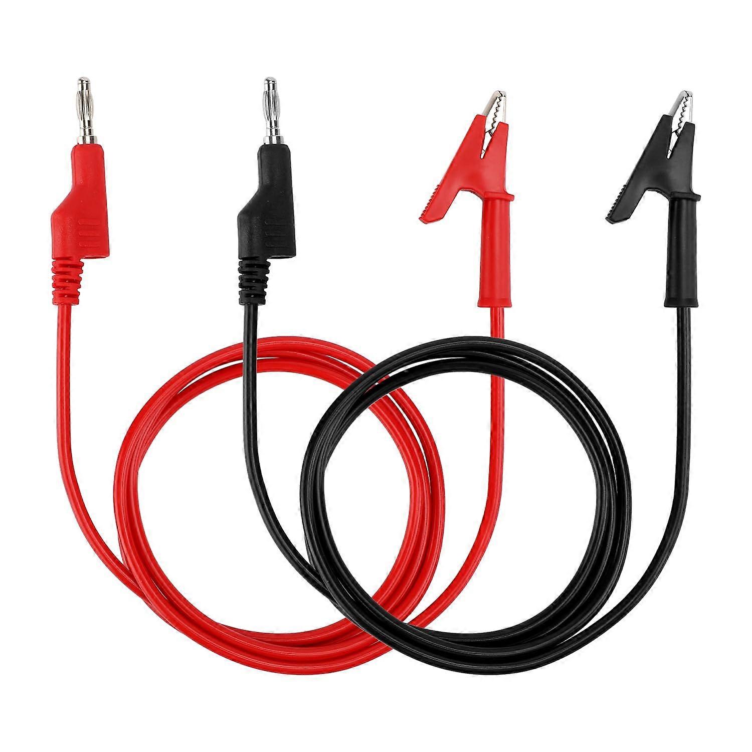 2 Pieces Multimeter Banana Plug to Alligator Clip Test Leads, 1m Long 4mm Stackable Cable for Electrical Testing 1000V 10A