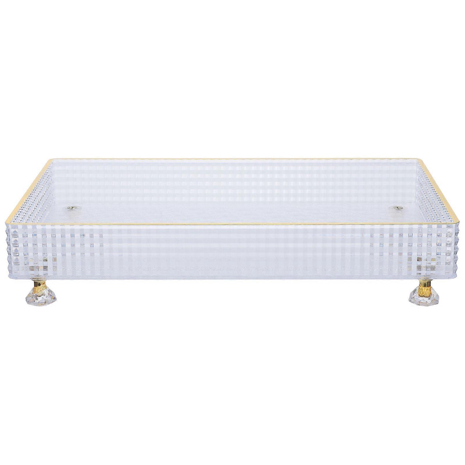 Transparent Material Snack Serving Tray for Storage Use Rim Design Fits Parties 7.87x5.51 Inches