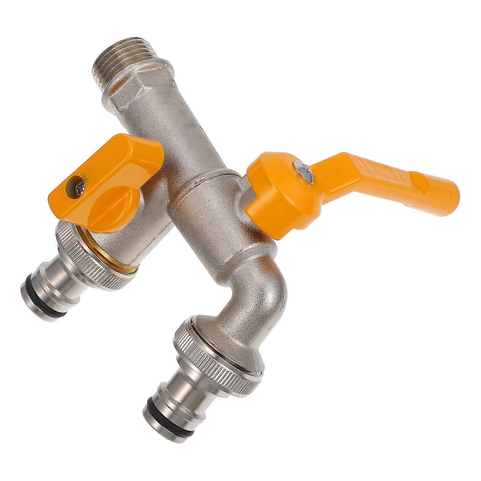 Kitchen Laundry Room Faucet Washing Basin Tap Copper Hot and Cold Water Control One Inlet Two Outlet Design 1Set