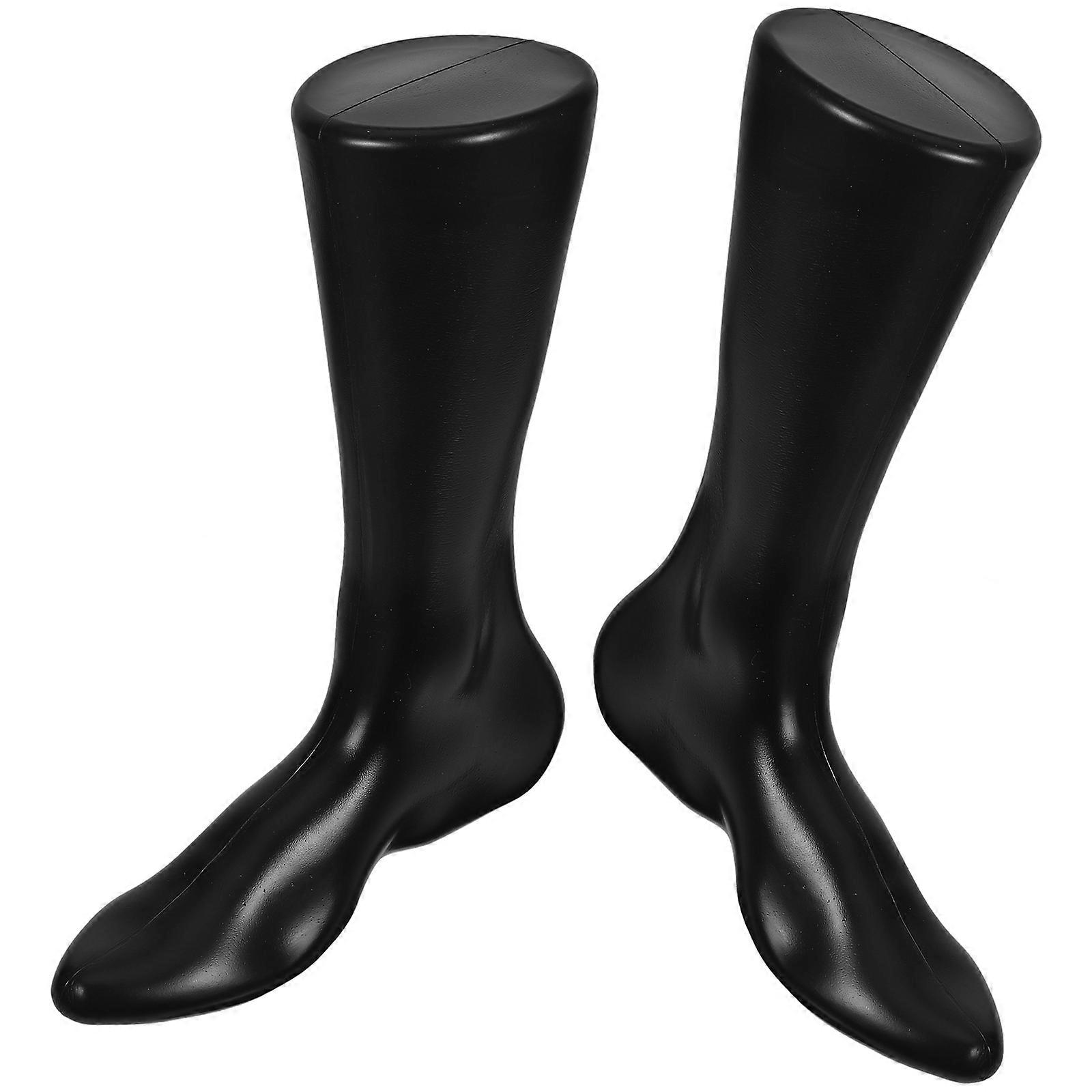 Black PE Foot Mannequin for Sock Display with Stable Construction and Realistic Proportions 2pcs Men Type