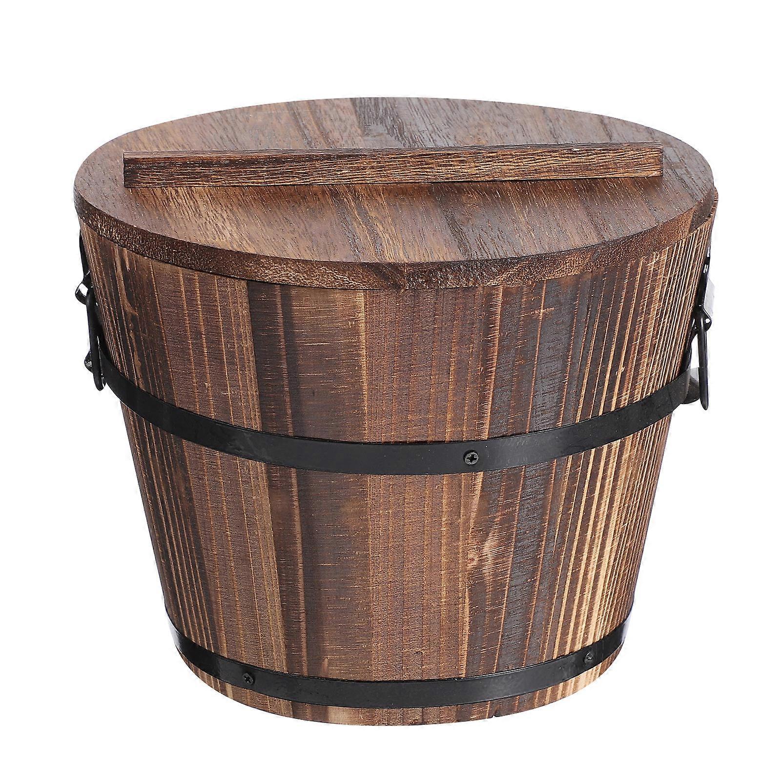 Storage Container with Lid   Practical Food Organizer Basket for Kitchen Use, Sushi Barrel Design, Bread Rice Vegetable Storage, Fine Workmanship &