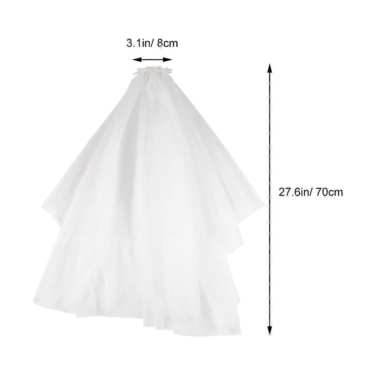 Short Wedding Veil for Bride – Simple White Gauze Bridal Headdress – Durable, Easy to Wear Accessory for Weddings and Photoshoots