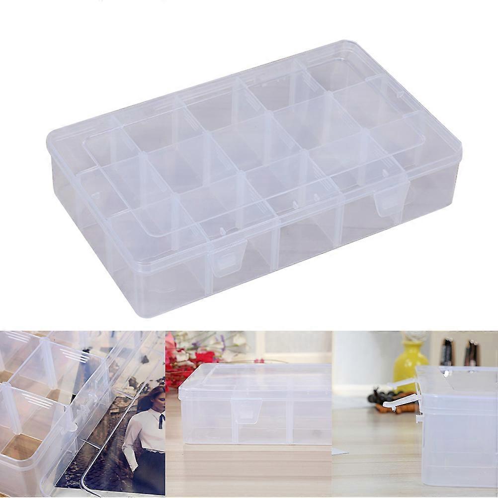 Transparent Jewelry Box with 15 Adjustable Grids for Storing Earrings Rings Beads Made of Durable