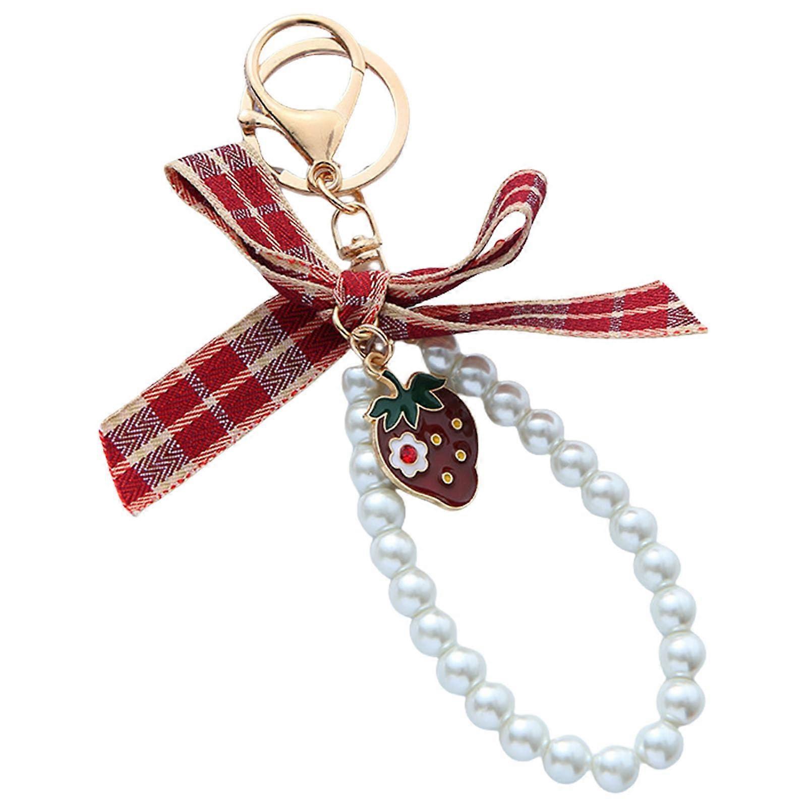 Keychain with bow, strawberry keychain, car keychain, hanging ornaments, bows Ref: 7309