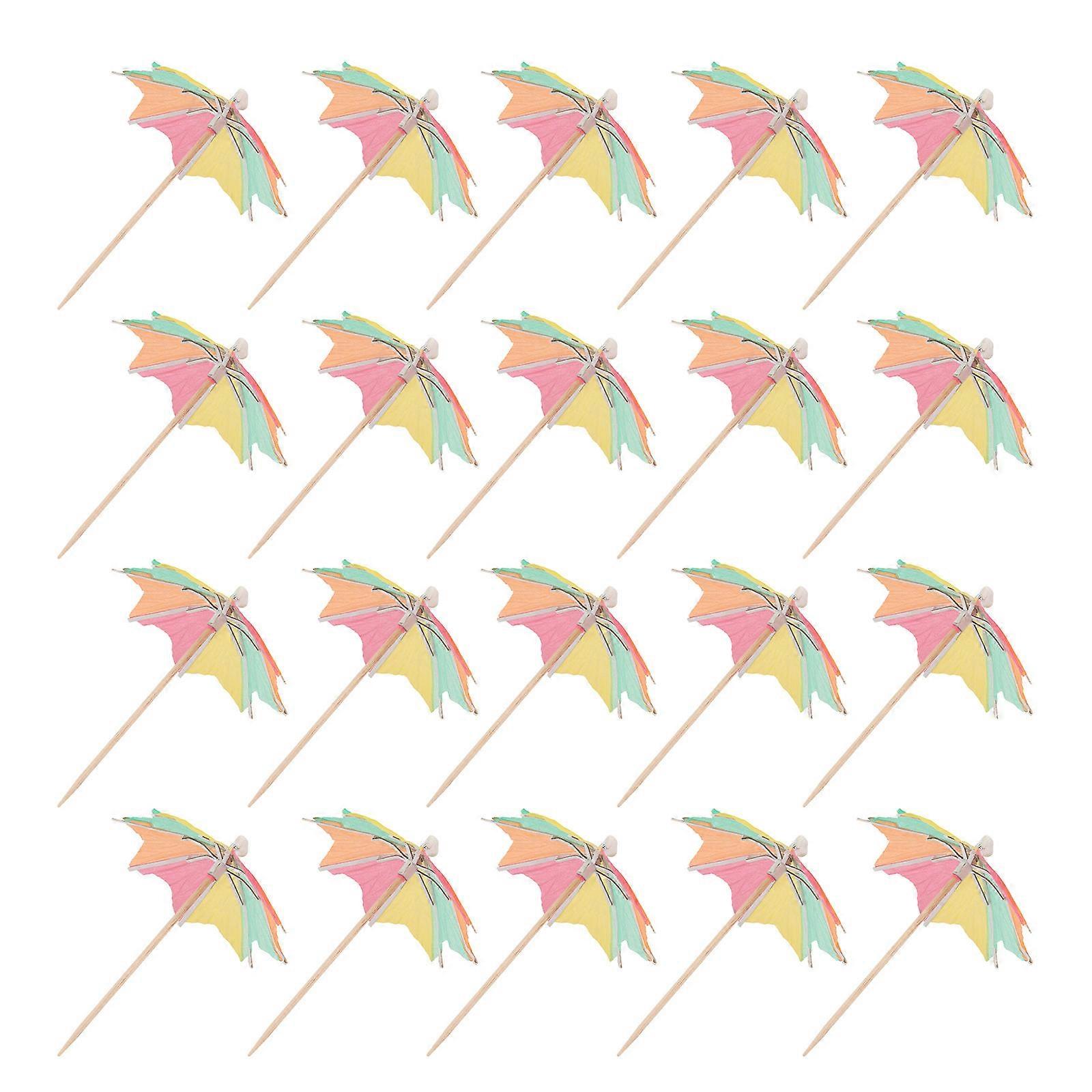 50Pcs Adorable Pattern Umbrella Picks For Cocktail Cake Desserts Fruits In Assorted Color