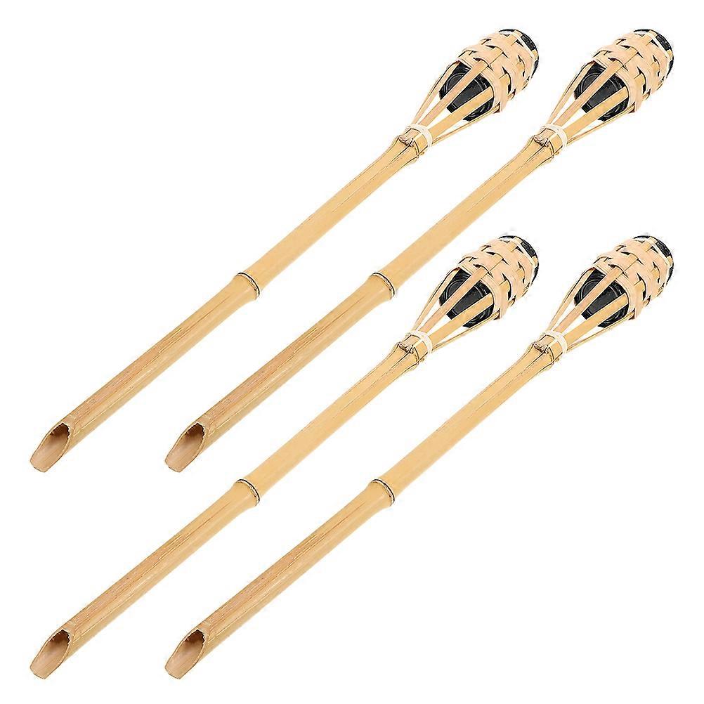 4pcs Handmade Bamboo Garden Torches with Windproof Design for Outdoor Use, Weddings, Festivals, and Summer Parties