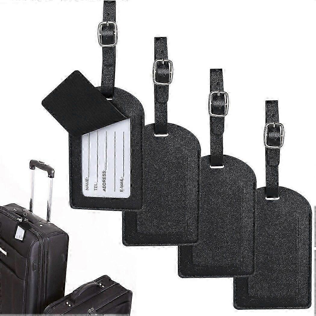 2025 أحدث طراز من علامات الأمتعة ، 4 قطع ملصقات الأمتعة الجلدية مع بطاقة هوية الاسم ، سهلة التركيب