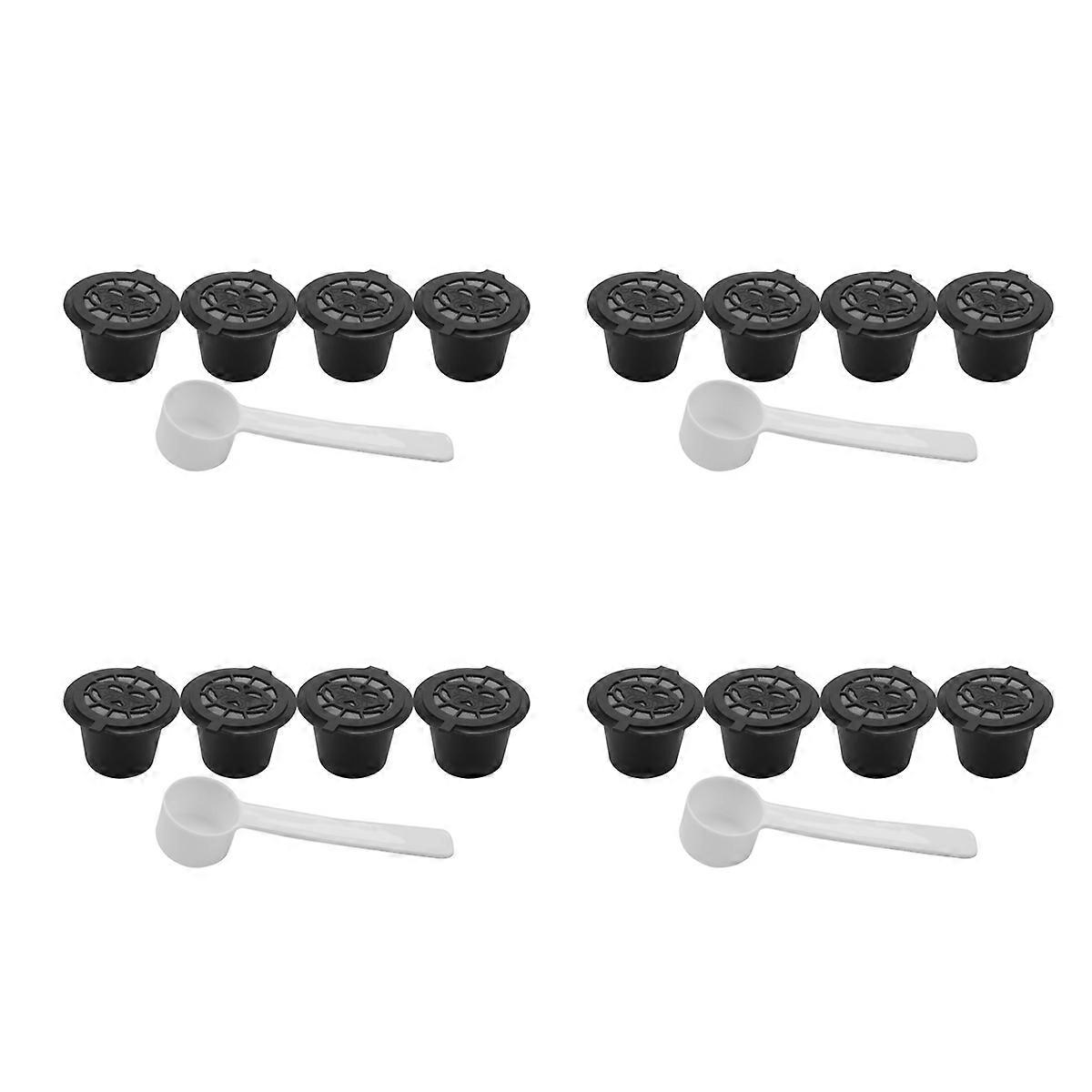16X Refillable Reusable Coffee Capsules Pods for Machines Spoon