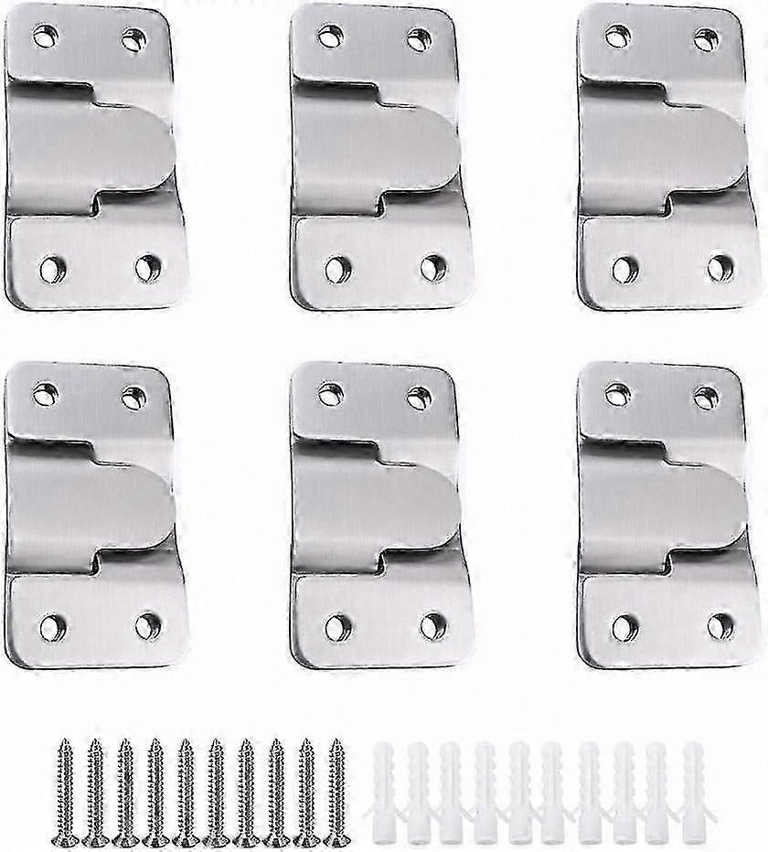 12-Pack Stainless Steel Wall Mounting Brackets for Picture Frames and Mirrors Hanging Hardware Set with Interlocking Buckles