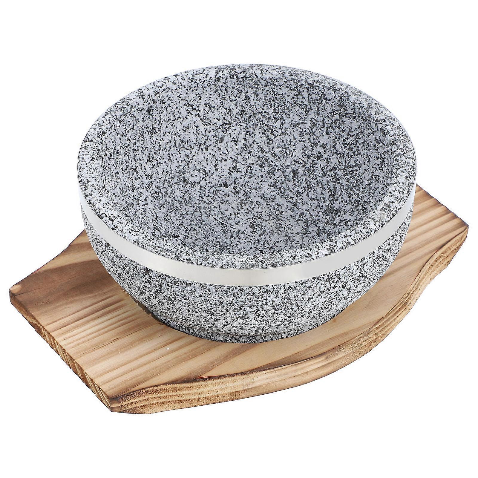 Korean Stone Pot Bibimbap Bowl for Home Multi Color Natural Granite Holds Heat and 7 inch