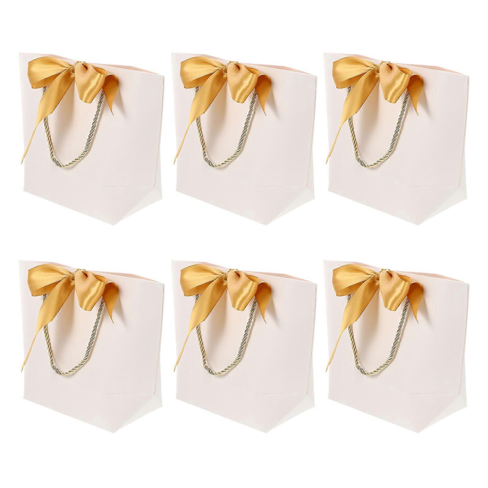 Here's a refined and professional product description based on your input:
**6pcs Small White Paper Shopping Bags with Handles – Grocery Tote,