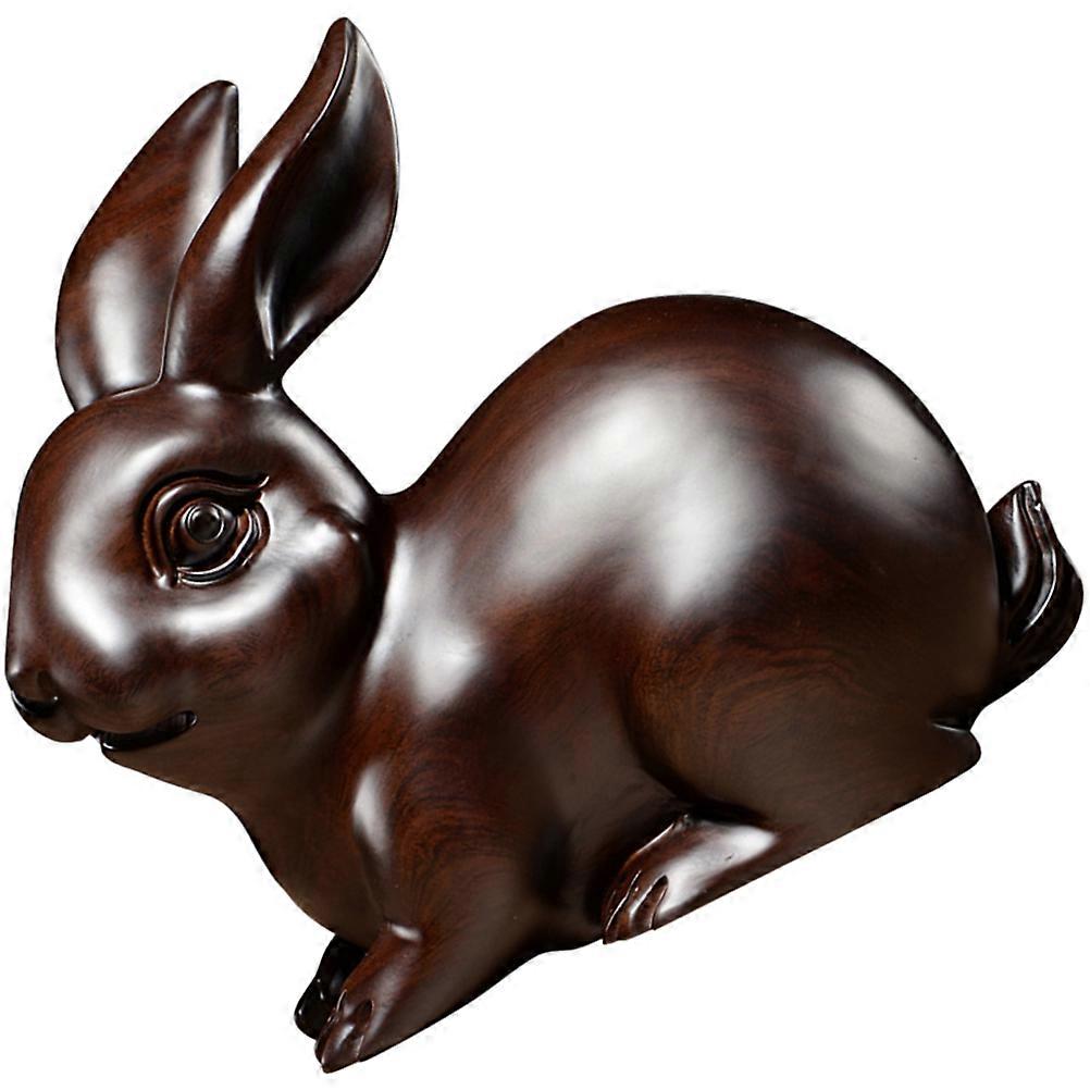 Bunny Home Decor Chinese Zodiac Rabbit Wood Statue Desktop Ornament 8x7.5x5cm Decorative 1Set