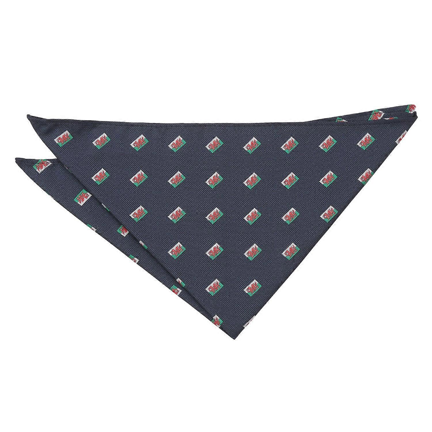 Navy Blue Welsh Flag Embroidered Pocket Square