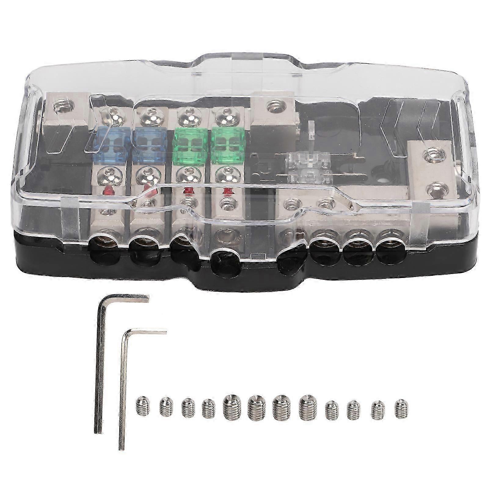 4 Way Audio Fuse Box with LED Indicator Car Audio Accessories for ATVs UTVs Caravans Trailers Ships