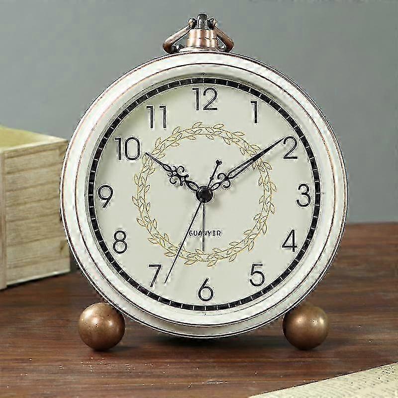 Alarm Clock, Retro Non-ticking Table Clock Battery Operated Small Alarm Clock With Quartz Analog, De