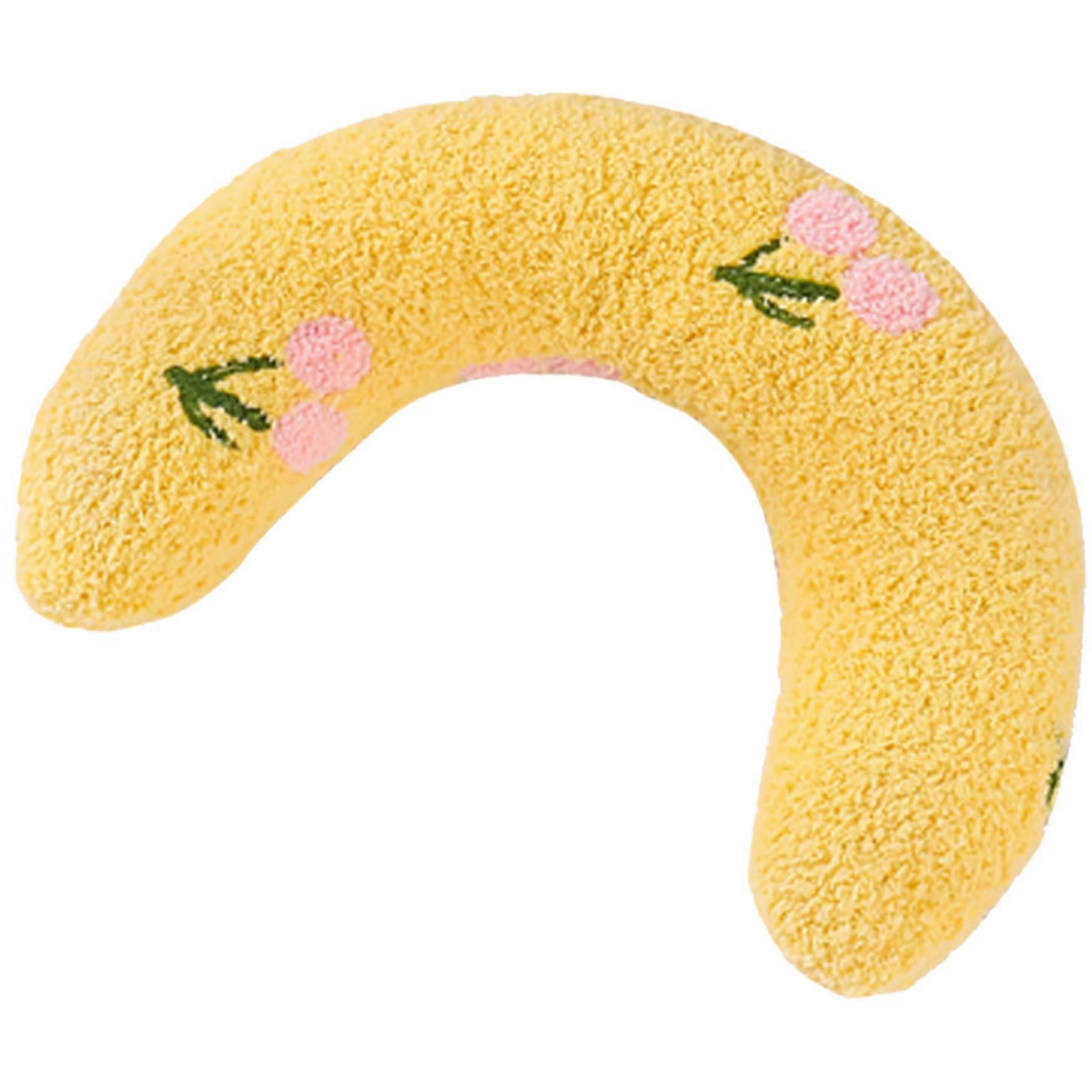 Dog Cushion U-Shaped Soft Plush Cat Neck Support Cushion Washable for Cats and Dogs in Yellow, Ideal for Comfort and Sleep