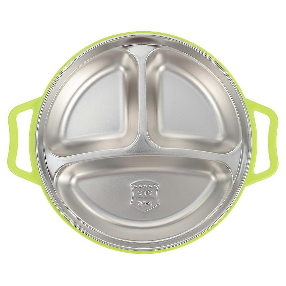 Stainless Steel Divided Plate for Kids Silver Color Great for Healthy Diet and Portion Control 3 Compartment
