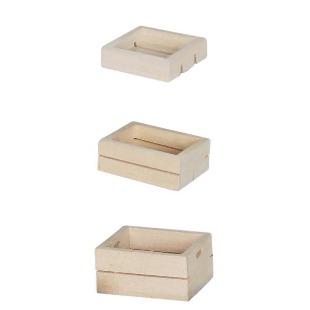 Minihouse Furniture Model Crafted From Wood For Kids 3Pcs Decor Item Featuring Mini Vegetable Box Containers