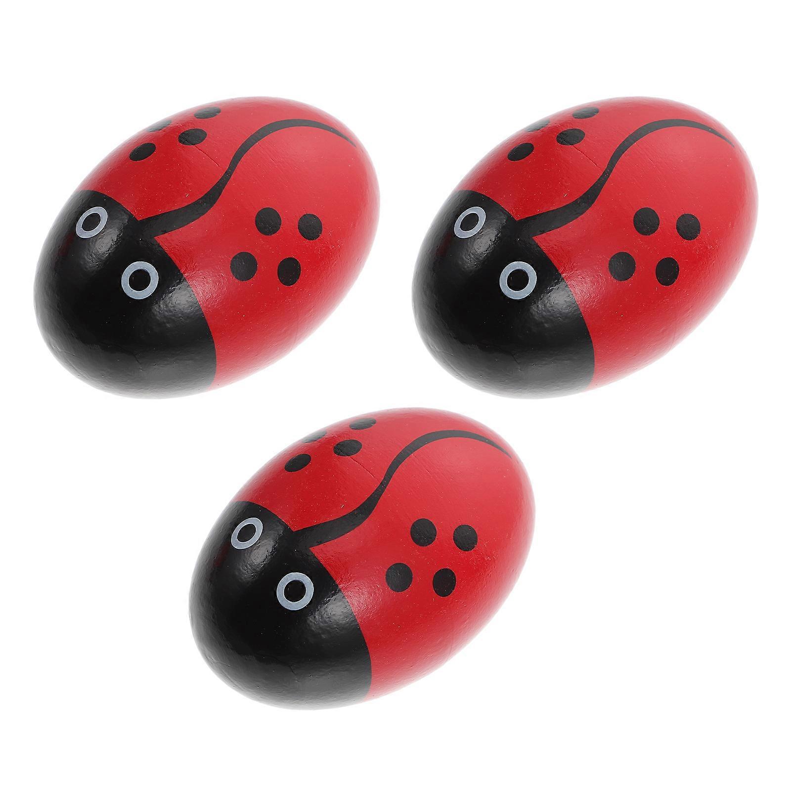 Musical Eggs 3Pcs Ladybird Pattern Egg Shakers Kids Toys 7X5X5CM Cartoon Design Encourage Movement