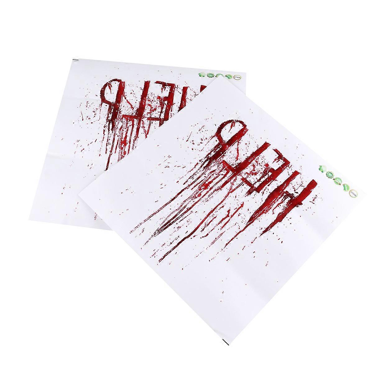 Horrible Sticker For Halloween 2Pcs Red SOS Signal Wall Decoration 30X30X0.1CM Halloween Theme Ideal For Home Decoration