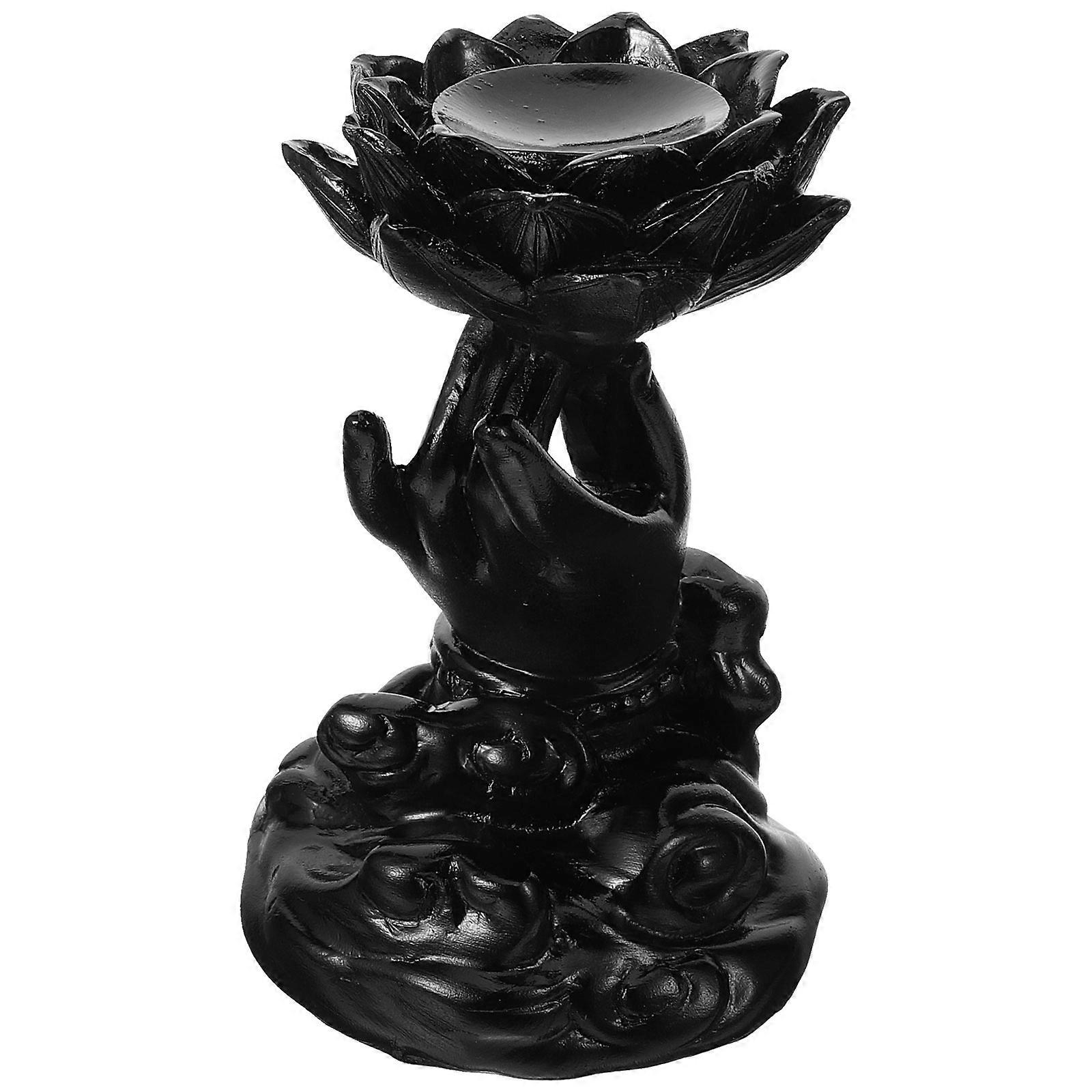 Buddha Hand Crystal Ball Holder in Antique Style for Desktop Display Stand Made of Sturdy Resin Black
