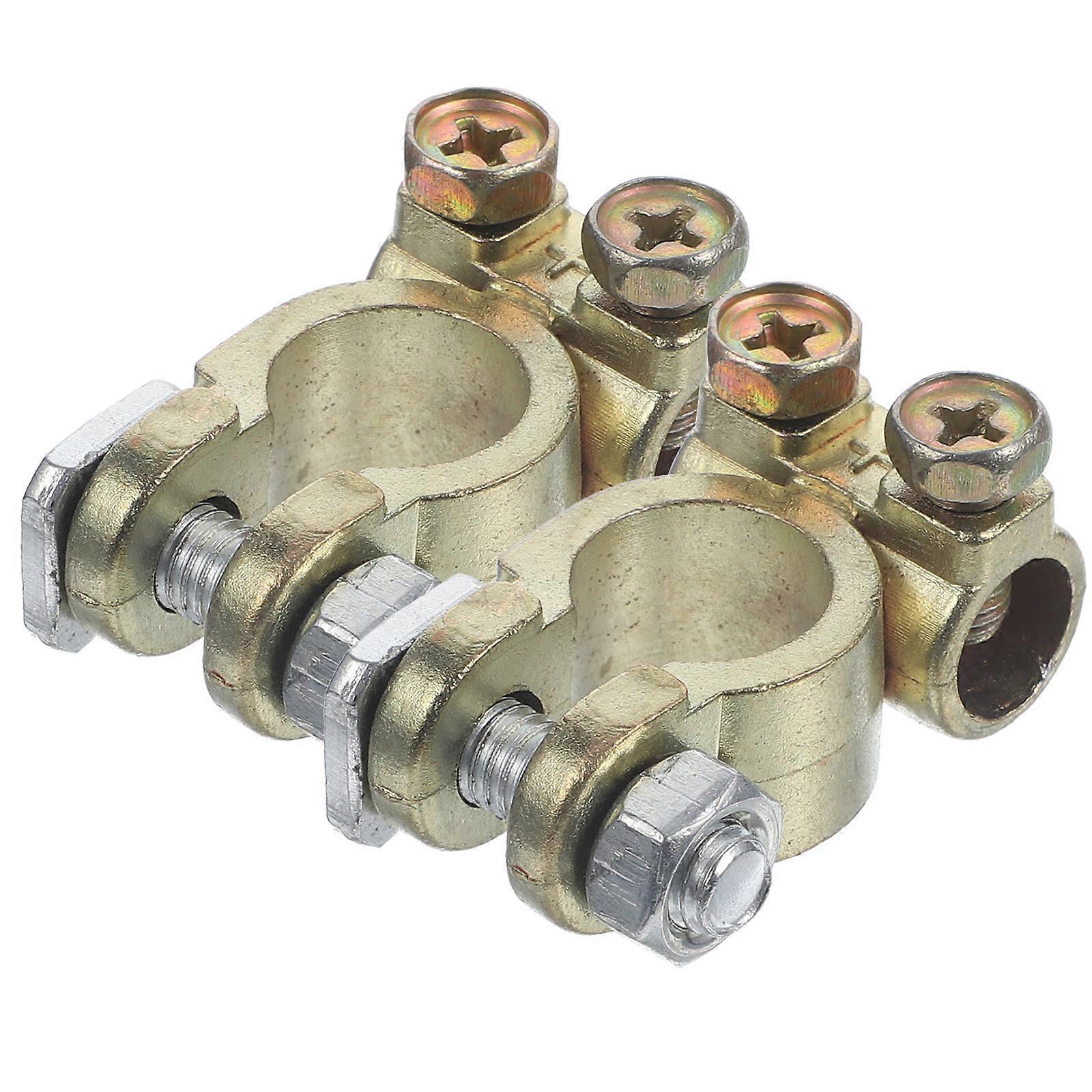 2pcs Car Battery Terminal Connector Golden End Set