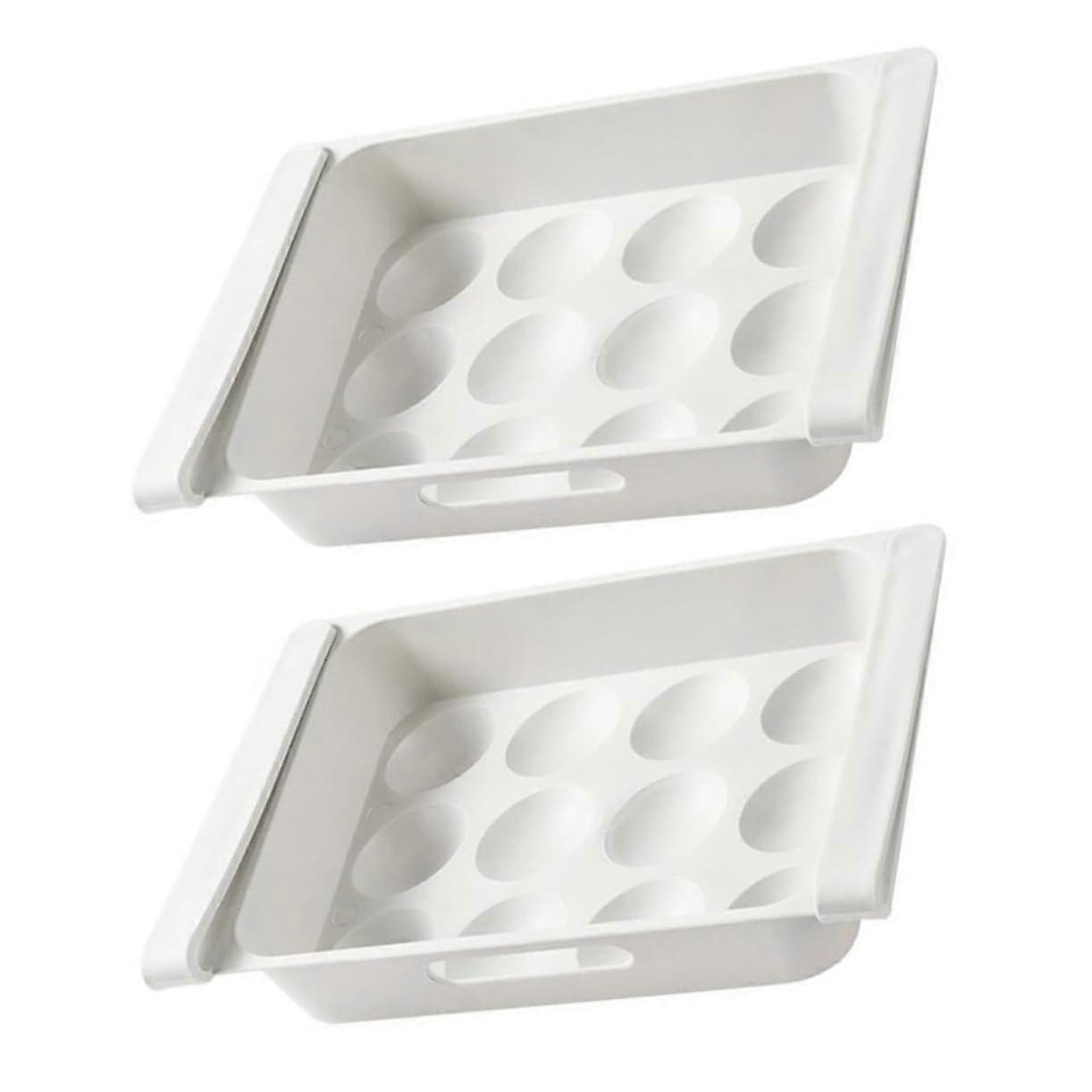 Drawer Type Egg Holder for Fridge, 2-Pack Space-Saving Egg Storage Organizer with Non-Slip Design for Fresh Eggs