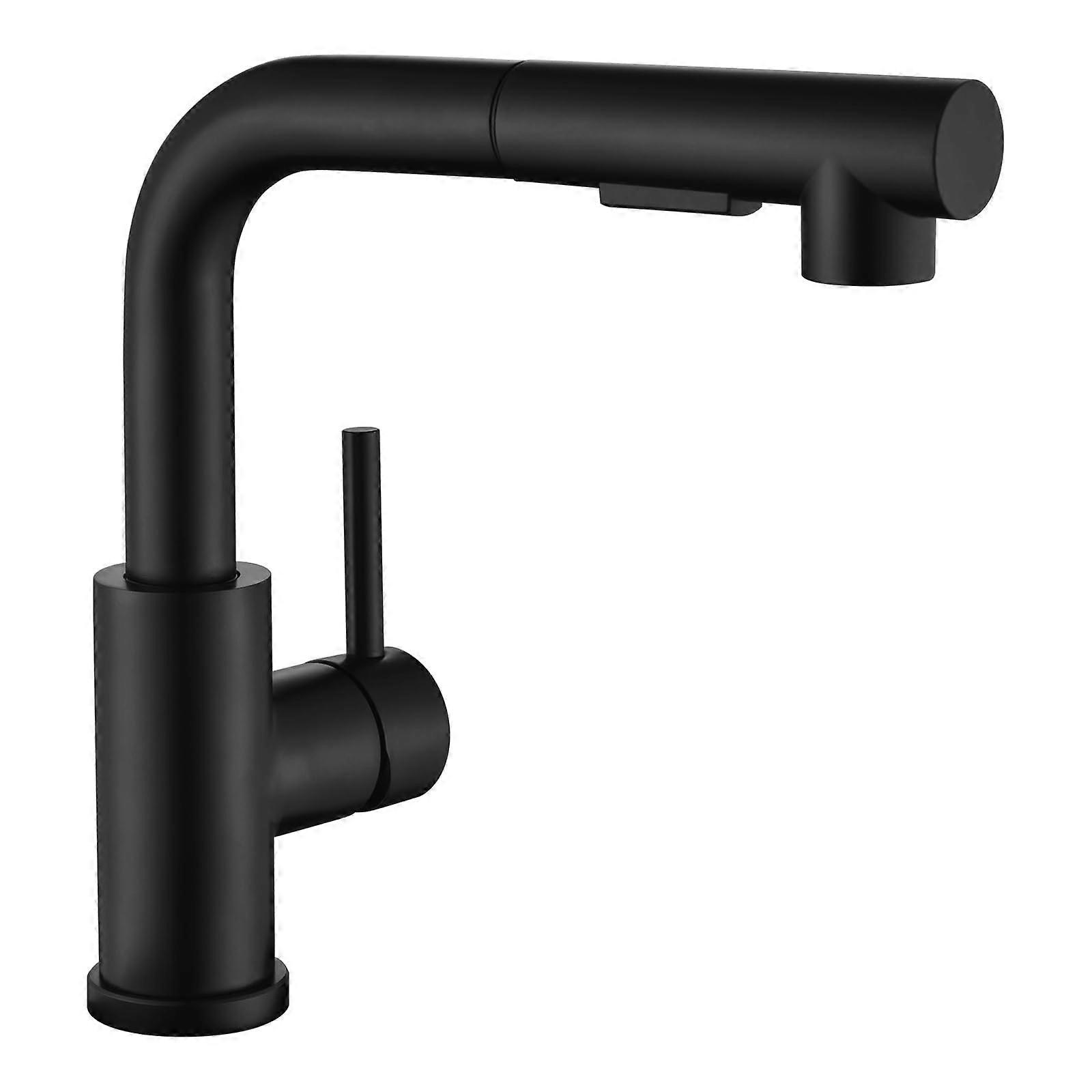 Black Kitchen Tap, High Pressure Pull-Out Sink Tap, 360° Swivel Single Lever, L Shape, 1 Hole, Durable Design