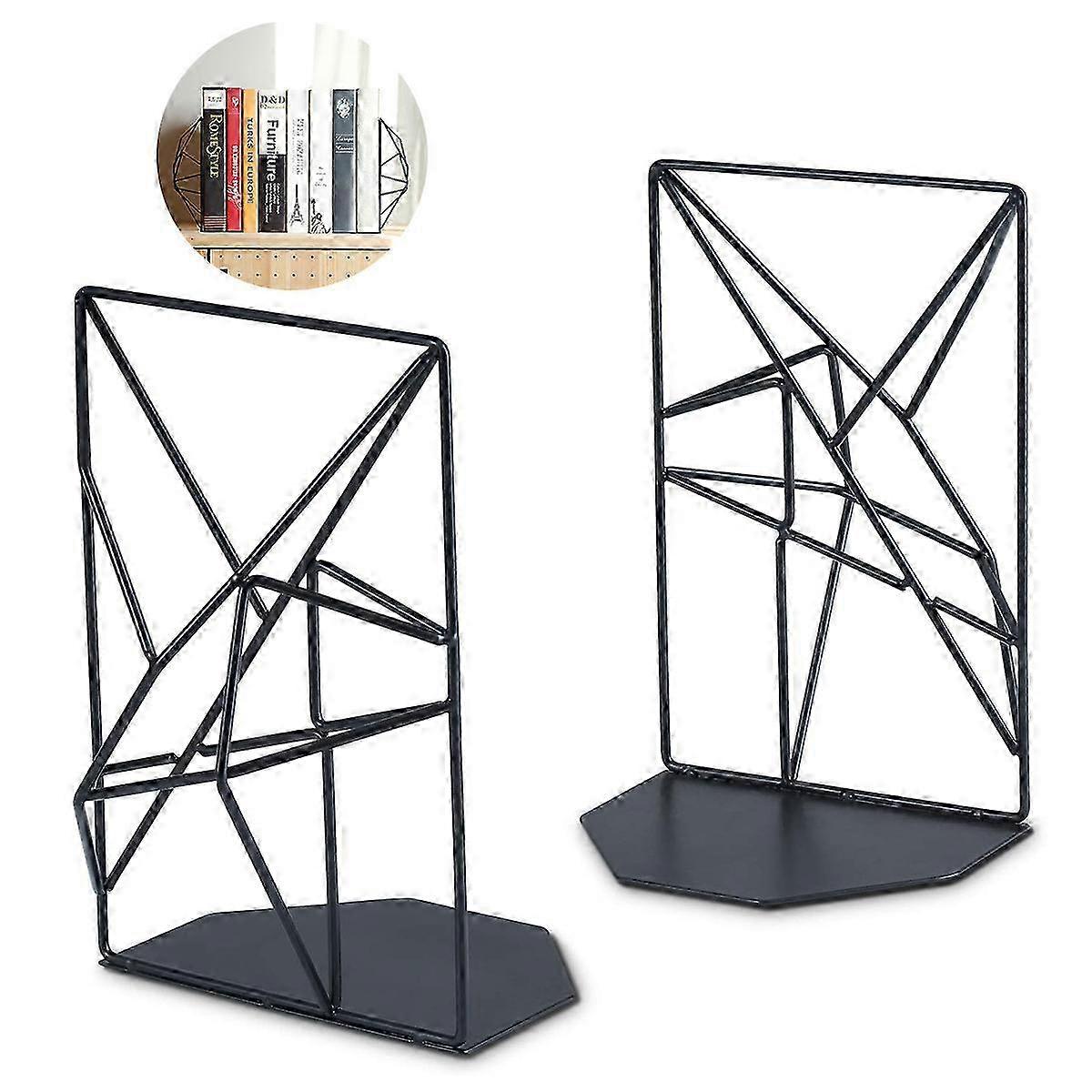 2025 Black Metal Bookends - Non-Slip, Scratch Resistant Book Holders for Organizing Books, Magazines, CDs, etc.