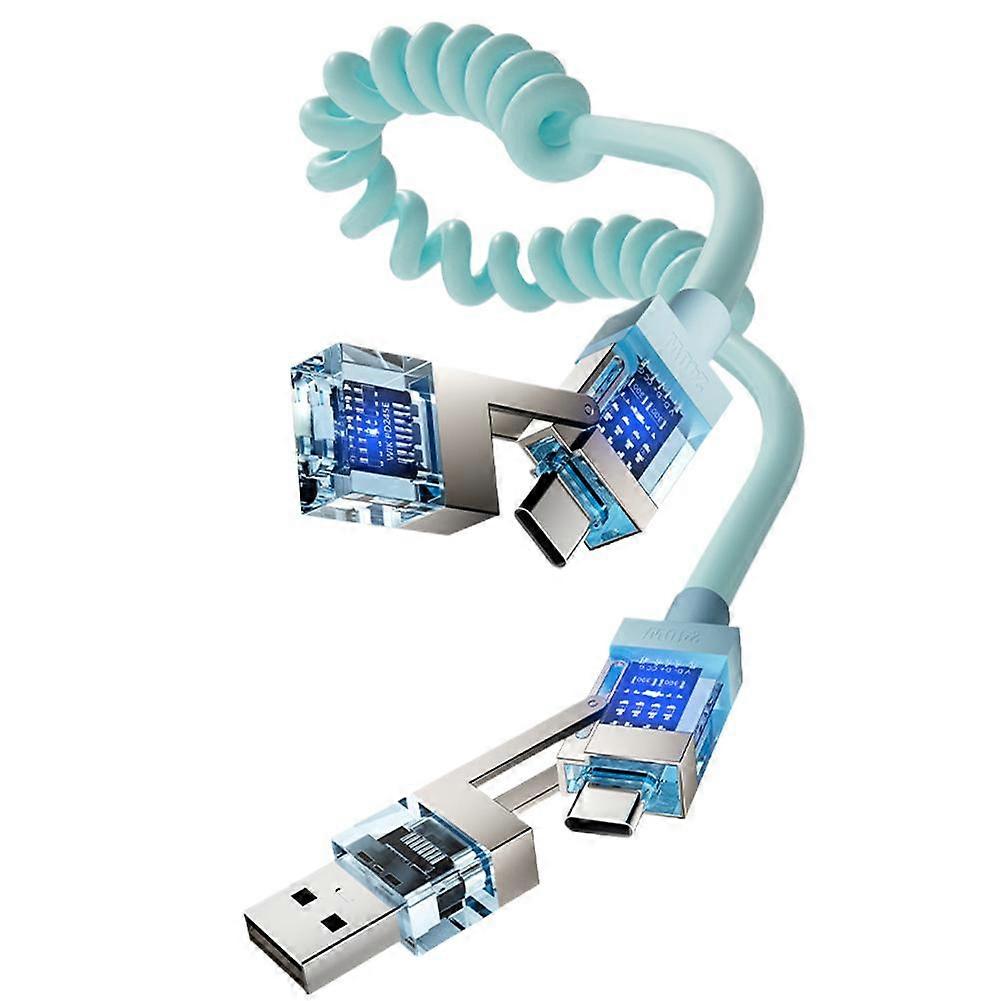 For Fragrance 4-in-1 Spring Fast Charging Cable 2M 240W Zinc Alloy High Speed Data Sync Retractable Cord