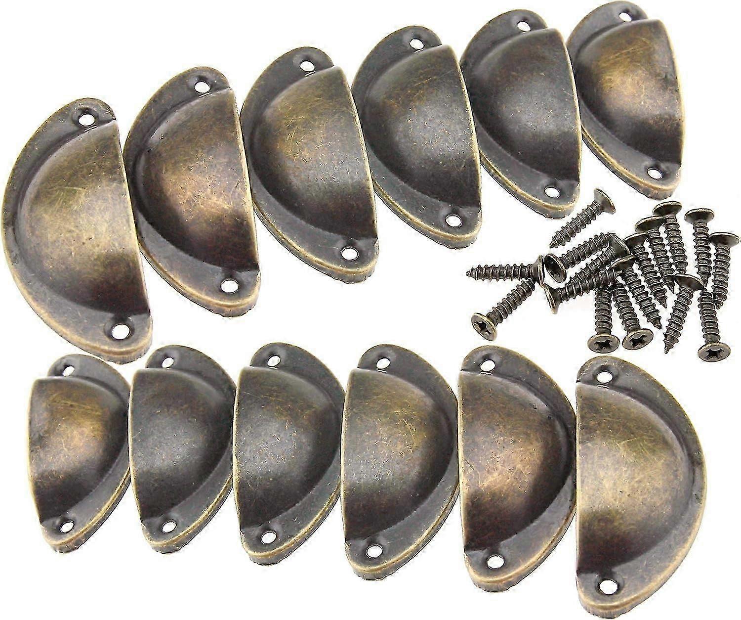 12pcs Retro Half Moon Drawer Pulls Kitchen Cupboard Door Handles Bronze
