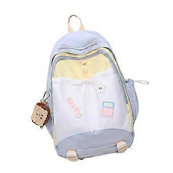 Mochila de cores contrastantes, estilo coreano, mochila casual para o dia a dia, bolsa de viagem, mochila escolar para estudantes, mochila estética para meninas, amarela.
