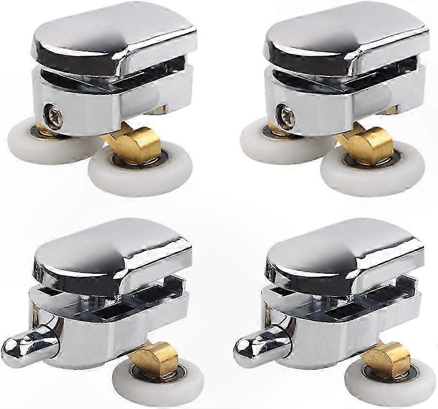 Shower Door Rollers, 4-Pack Double Wheel Sliding System Replacement for Shower Stall Enclosures