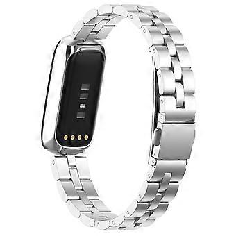 Edelstahlband Drei Perlen Flache Schnallen Uhrenarmband Ersatz für Fitbit Luxe Special Editio