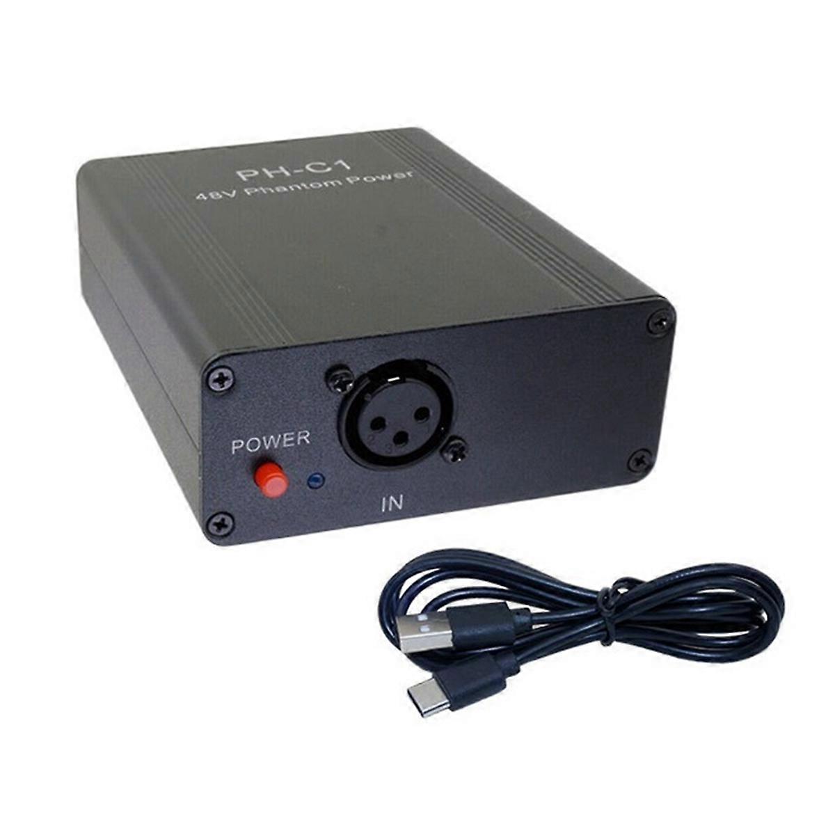 48V Phantom Power Adapter Outdoor Portable Rechargeable Phantom Power for Any Condenser Microphone R