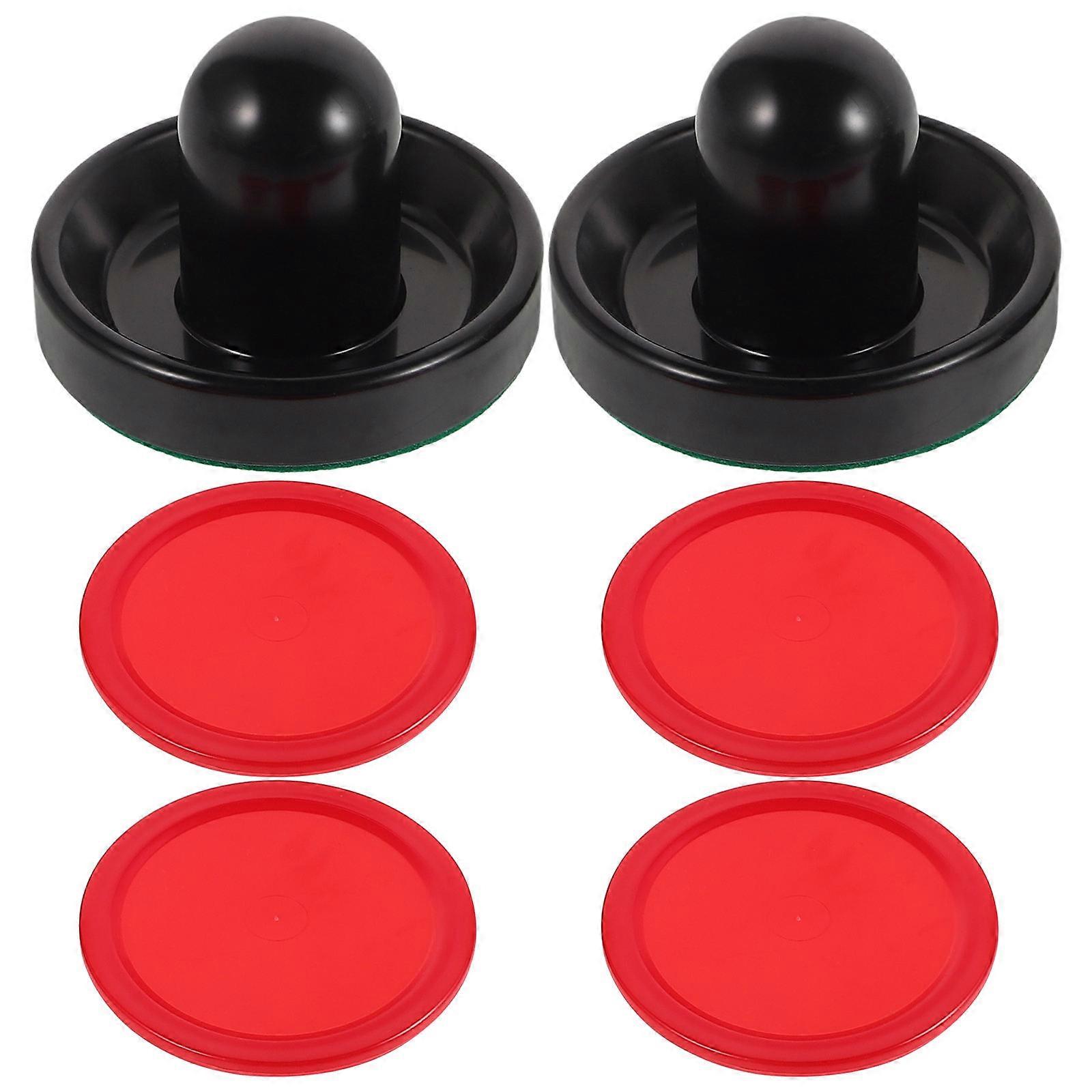 WORGEOUS 1 Set Air Hockey Pushers and Pucks Slider Replacement Table Mallet Goalies Handles Ball Plastic Air Hockey for Game Tables