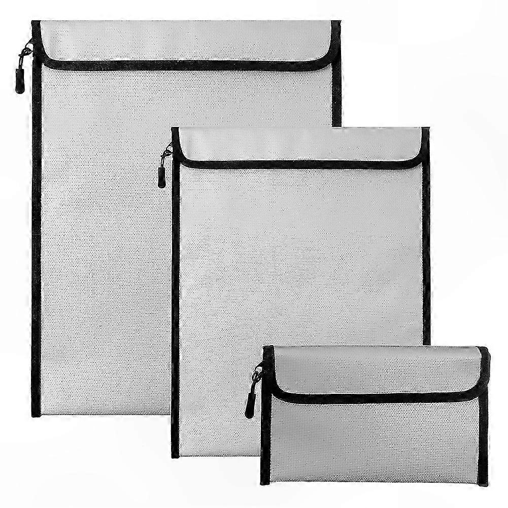 3-Pack Fireproof and Waterproof Document Bags for Secure Storage