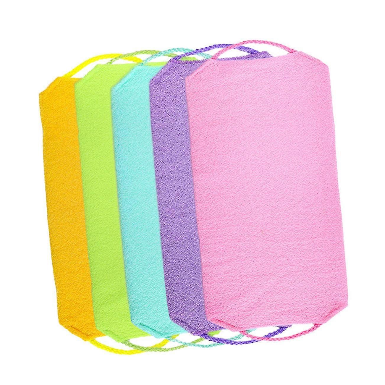 5pcs Bathing Back Scrubber Double-Sided Exfoliating Body Washer Long Handle for Gentle Skin Care Multiple Colors
