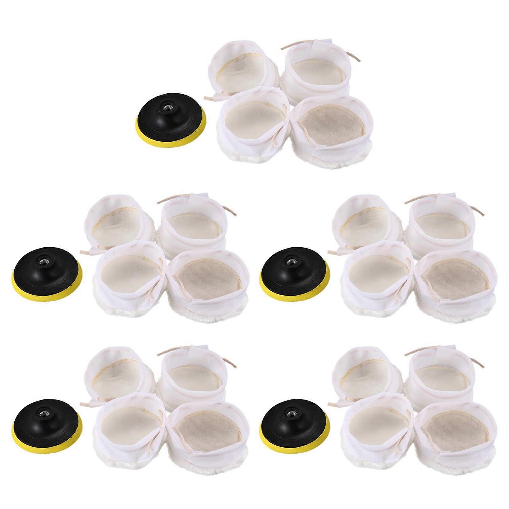 5Pcs Polisher/Buffer kit Soft Wool Bonnet Pad White