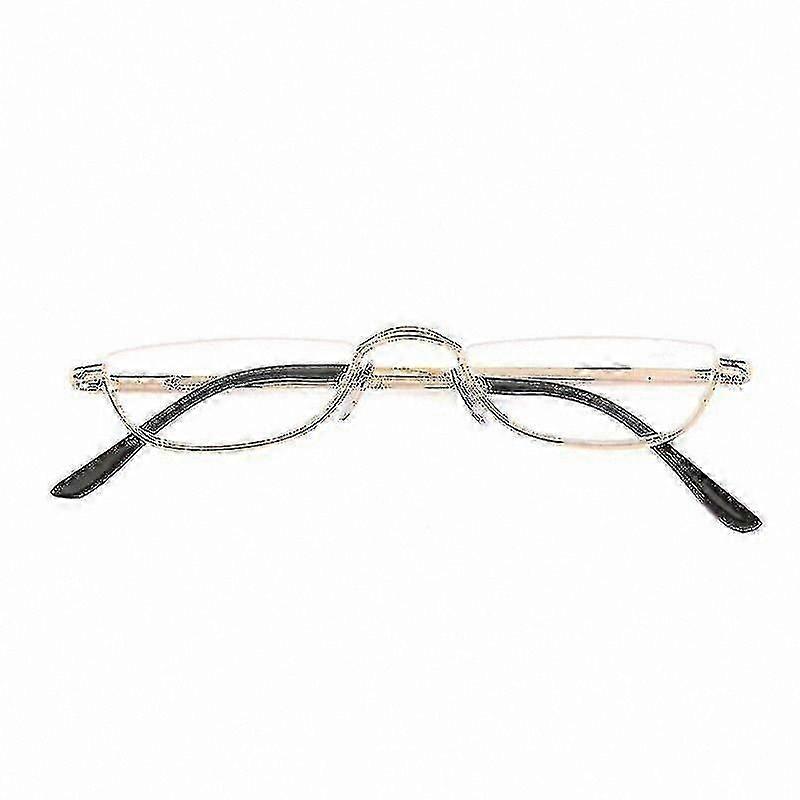 Semi Rimless Reading Glasses with Metal Spring Hinges Half Moon Design Magnification 1.0 to 4.0