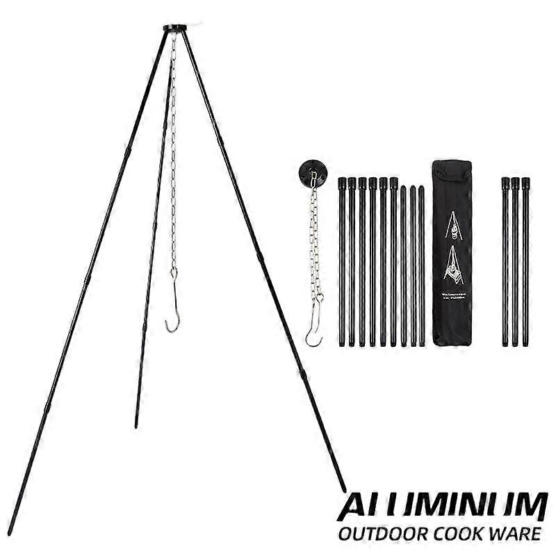 Outdoor camping tripod, four-section thickened and portable, can hang pots and serve as a stove